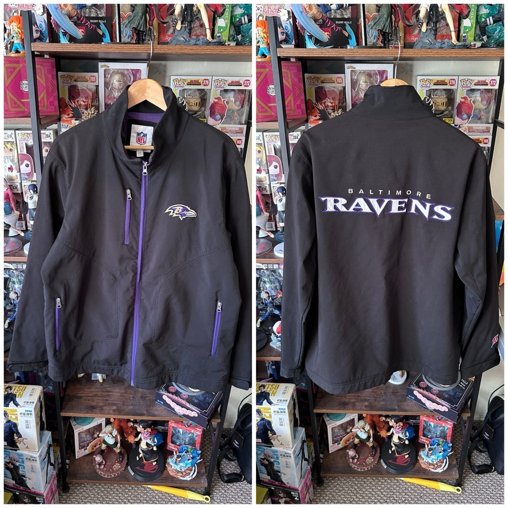 NFL Baltimore Ravens Jacket Black Purple Zip Up Men’s L